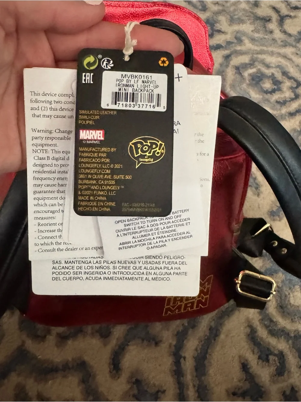 NWT Disney Marval Iron Man Lounge Fly backpack